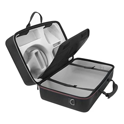 Afbeelding van inRobert Draagtas voor PS5, compatibel met PS5 Disk/Digital Edition hardshell, handtas schouderriem console, controller, hoofdtelefoon, kabel en schijf, zwart, stropdas etui, zwart.,