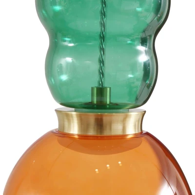 Afbeelding van Lucande hanglamp 1licht Glas, metaal H: 37 cm geel, lichtgroen, wit mat Inclusief lichtbron