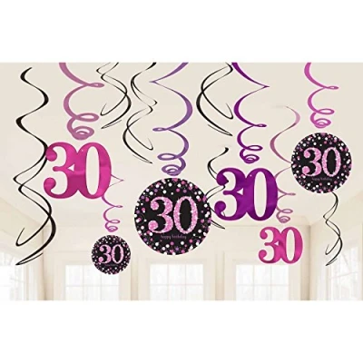 Afbeelding van Decoratie swirl 30 Sparkling zwart roze