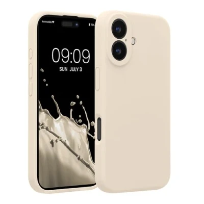 Afbeelding van kwmobile telefoonhoesje geschikt voor Apple iPhone 16 TPU backcover met siliconen coating Smartphone case in crème