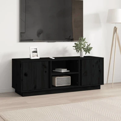 Afbeelding van Tv meubel 110x35x40,5 cm massief grenenhout zwart