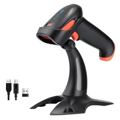 Afbeelding van Tera barcodescanner 2D 1D 3 in 1 Wireless 2,4 GHz/Bluetooth/USB kabelgebonden lijncode scanner met 2000 mAh batterij /2 m kabel/super stabiele standaard, HW0002