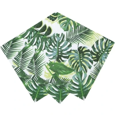 Afbeelding van Talking Tables 20 tropische palm papier cocktail servetten, Hawaiiaanse verjaardag partij decoraties, tropisch thema, junglefeest, luau, jubileum, 25 cm