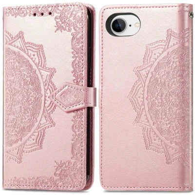 Afbeelding van imoshion Hoesje Geschikt voor iPhone 16e Mandala Bookcase Rose Gold