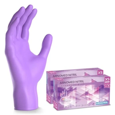 Afbeelding van ARNOMED paarse wegwerphandschoenen, nitril handschoenen, maat XS, wegwerphandschoen 200 stuks (2 dozen), poedervrij en latexvrij, wegwerphandschoenen in S, M, L XL