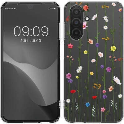 Afbeelding van kwmobile telefoonhoesje geschikt voor Samsung Galaxy A26 5G Hoesje smartphone in meerkleurig / transparant Wilde Bloemen Stengels design