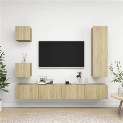 Afbeelding van vidaXL 5 delige Tv meubelset bewerkt hout sonoma eikenkleurig