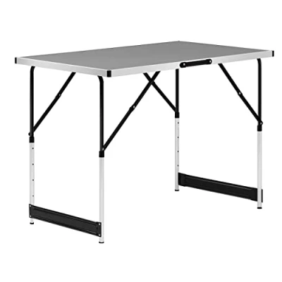 Afbeelding van Rootz Campingtafel Opklapbaar Bureau Draagbaar Werkstation Buitenstandaard Tuinoppervlak Picknickbalie Evenementplatform Grijs 100x73 94x60cm
