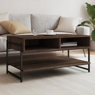 Afbeelding van Salontafel 90x50x45 cm bewerkt hout bruin eikenkleur