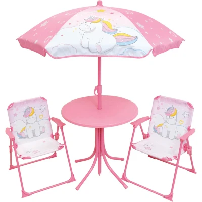 Afbeelding van Unicorn Tuinset 4 delig 2 Stoeltjes + Tafel Parasol