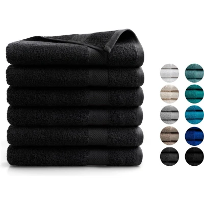 Afbeelding van Handdoek Hotel Collectie 6 stuks 70x140 zwart