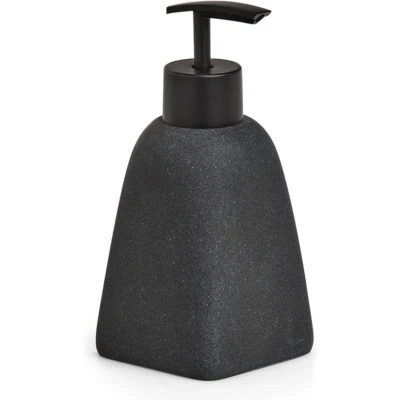 Afbeelding van Zeller Zeeppompje/dispenser kunststeen antraciet grijs 15 cm