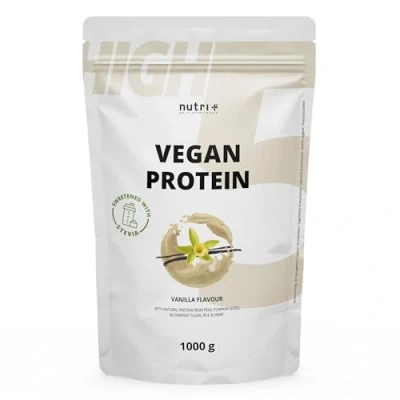 Afbeelding van nutri+ High 5 Protein Eiwitpoeder Vanilla Veganistisch proteïnepoeder met vijf plantaardige eiwitten glutenvrij en lactosevrij stevia 1000 g