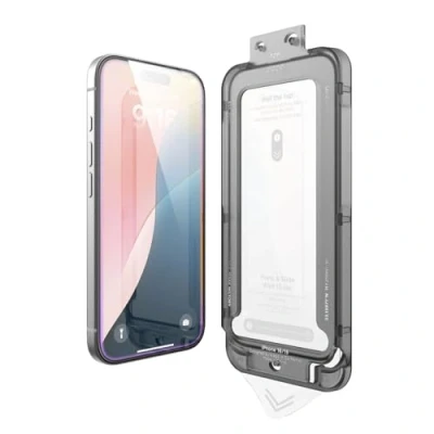 Afbeelding van elago Screen Protector van gehard glas compatibel met iPhone 16, 9H oppervlaktehardheid, anti vingerafdruk, krasbescherming, kristalheldere helderheid, bubbelvrij