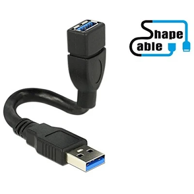 Afbeelding van USB naar vormbare verlengkabel USB3.0 tot 2A / zwart 0,15 meter