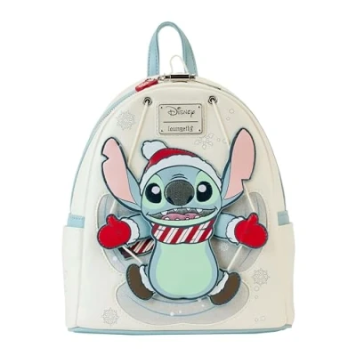 Afbeelding van Loungefly Disney Stitch Mini rugzak, glitter, sneeuwengel, wit, één maat, Wit., rugzak