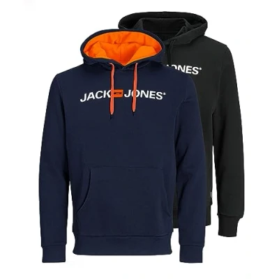 Afbeelding van JACK &amp; JONES Jjecorp Logo Hoodie 2 delig Mp Sweatshirt met capuchon voor heren, 1 x marineblauw/neonblazer, zwart