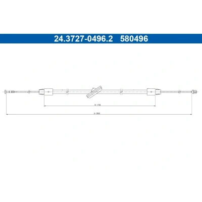 Afbeelding van ATE 24.3727 0496.2 Handremkabel 3050 MERCEDES BENZ: Vito Mixto, Viano, Minibus