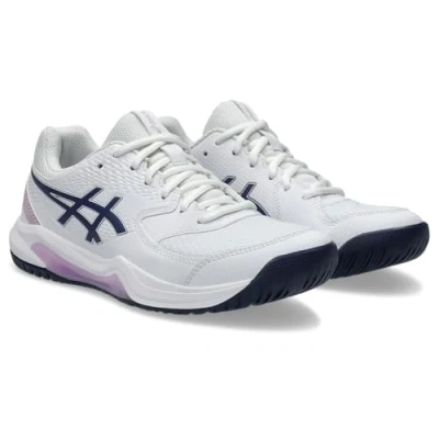 Afbeelding van Asics Geldedicate 8 Tennisschoenen voor alle ondergronden, Dames, Maat: 40.5, White/indigo fog Imitatieleer/ textiel