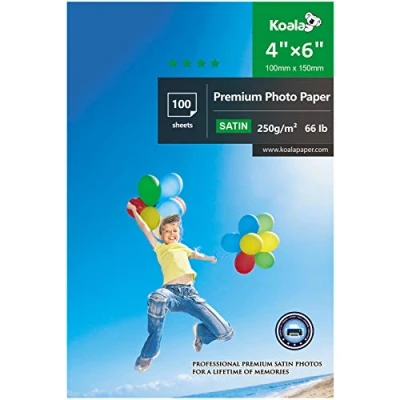 Afbeelding van KOALA 100 vellen zijdemat fotopapier voor Canon HP Epson inkjetprinter 250 g/m² 15 x 10 cm