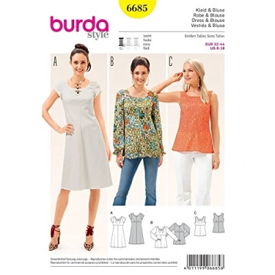 Afbeelding van Burda Naaipatroon 6685 Blouse in variaties en Jurk