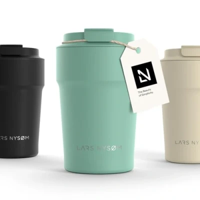 Afbeelding van LARS NYSØM &#039;Bevægelse&#039; Thermos Coffee Mug to go 500ml BPA vrij met Isolatie Lekvrije Roestvrijstalen Thermosbeker Aqua Turquoise