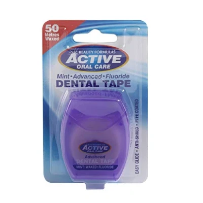 Afbeelding van Beauty Formulas, Flosdraad, Active Oral Care Tandtape Gewaxt Mint Tape Met Fluoride 50 Meter (50 m)