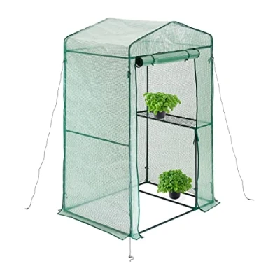 Afbeelding van Relaxdays kweekkas staand tomatenhuis tuinkas PE &amp; ijzer groen/transparant
