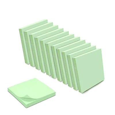 Image de 1200 Notes autocollantes repositionnables 12 blocs de 100 feuillets 75 x mm vert pastel
