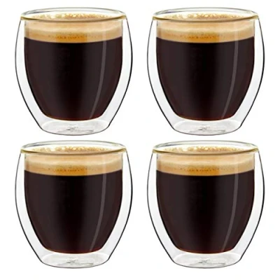 Afbeelding van Creano Set van 4 dubbelwandige espressoglazen 100 ml met zweefeffect