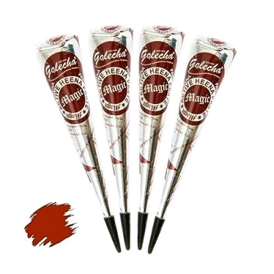 Image de FADEDA Golecha Lot de 4 cônes magiques Fast Heena Sans mélange PPD 125 g Marron