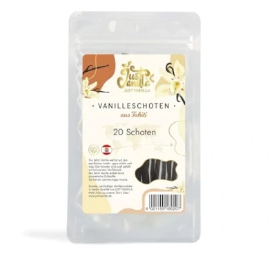 Afbeelding van JUST VANILLA Bourbon 20 stuks hoogwaardige Tahiti vanillestokjes voor bakken, extraheren, raffinage van zoete desserts