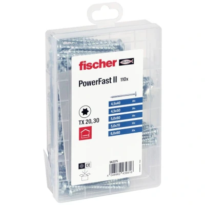 Afbeelding van Fischer Meisterbox PowerFast II PH VG TX 562275 Spaanplaatschroeven assortiment Staal Galvanisch verzinkt 1 set(s)