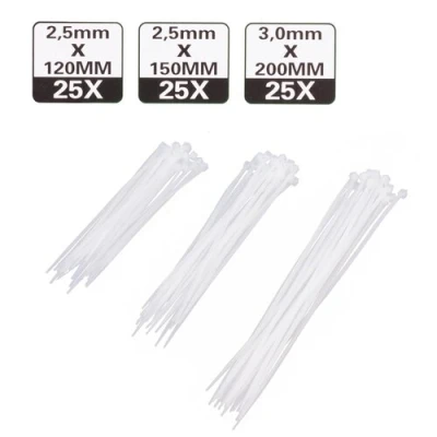 Afbeelding van Hofftech Tie Rib Kabelbinders Set Wit 75 delig