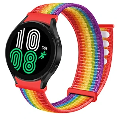Afbeelding van Cadorabo Nylon bandje 22mm geschikt voor Samsung Galaxy Gear S3 / 2 in REGENBOOG Vervangingsmanchet Huawei Watch GT Pro Ticwatch enz.