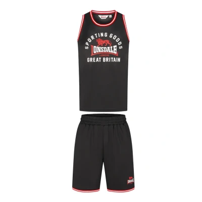Afbeelding van Lonsdale SET Trainingsbroek, Heren, Maat: Medium, Black red white