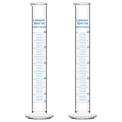 Afbeelding van Labasics 2 x 50 ml borosilicaat glas maatcilinder gegradueerde cilinder