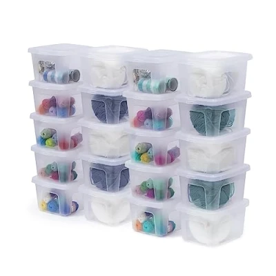 Afbeelding van Iris Ohyama, kleine kunststof dozen, 2 liter, 20 stuks, MCB 2, transparant, met sluitclips 19 x 16,5 11 cm (l b h)