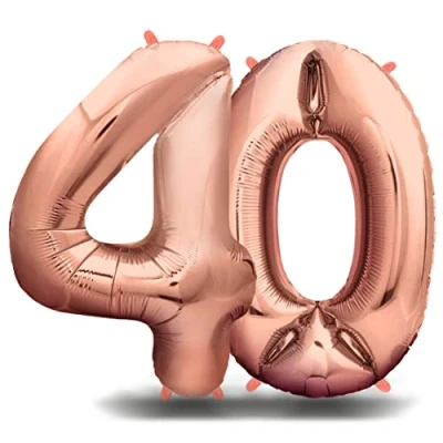 Afbeelding van Verjaardagsballon 40 jaar, roségoud 101 cm cijferballon decoratieve verjaardagsset voor meisjes en dames Happy Birthday decoratie ballon vliegt dankzij helium