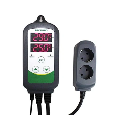Afbeelding van Inkbird ITC 308 Digitale thermostaatstopcontact, 2 relais, 220 V, sonde, temperatuurregelaar, koeling, verwarming voor aquarium, terrarium, broedmachine, mini broeikas, brouwtank (standaard)