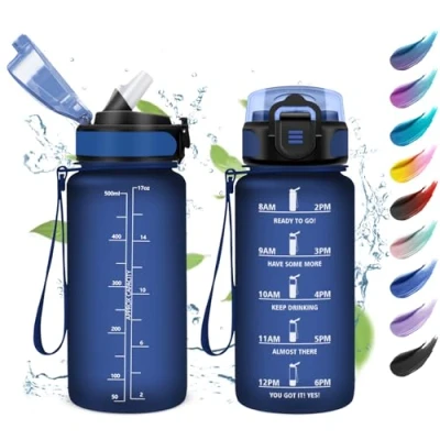 Image de bouteille d&#039;eau de sport avec indicateur temps, pour enfants, camping, école, bureau, 500 ml
