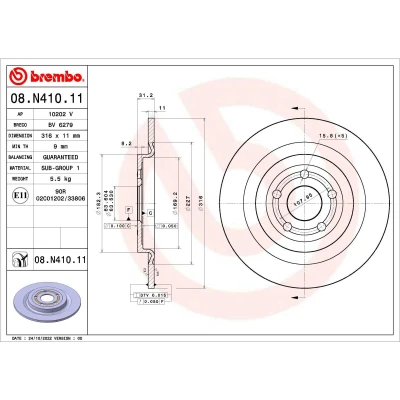 Afbeelding van Brembo Remschijven 08.N410.11
