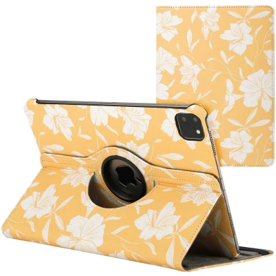 Afbeelding van iMoshion Tablet Hoes Geschikt voor iPad Pro 11 (2024) M4 360 Draaibare Design Bookcase 2.0 Meerkleurig /Yellow Flowers