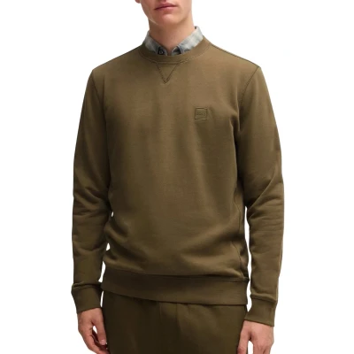Afbeelding van HUGO BOSS heren Sweater met logo in de kleur Bronsgroen, maat: S