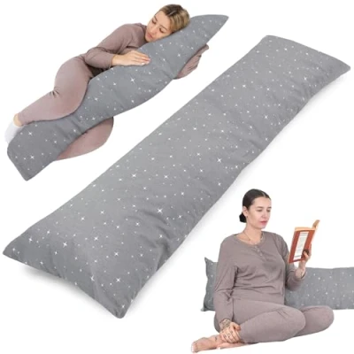 Afbeelding van Kussen met hoes voor zijslaper, 40 x 145 cm, comfortabel kussen, lichaamskussen zijslaapkussen, sterrenstelsel