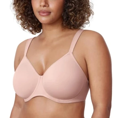 Afbeelding van DELIMIRA Damesbeha, minimaliseer, grote maat, met beugel, holdhouder, gladde cup, Naakt roze