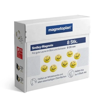 Afbeelding van Magnetoplan Magneet Smilies (Ø) 20 mm rond Geel 8 stuk(s) 16671