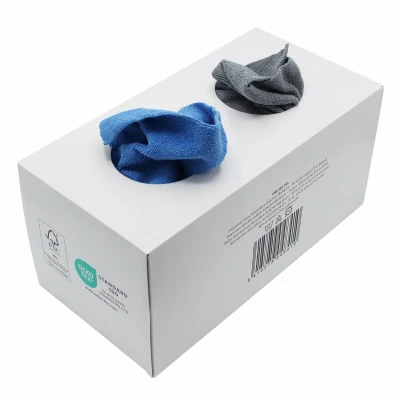 Afbeelding van FIRST Microvezeldoeken Dispenserbox 50 stuks (25 blauw / 25 grijs) 38 x cm 250 g/m² Na...