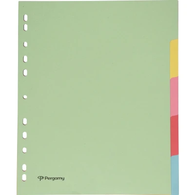 Afbeelding van Pergamy tabbladen ft A4 maxi, 11 gaatsperforatie, karton, geassorteerde pastelkleuren, 5 tabs