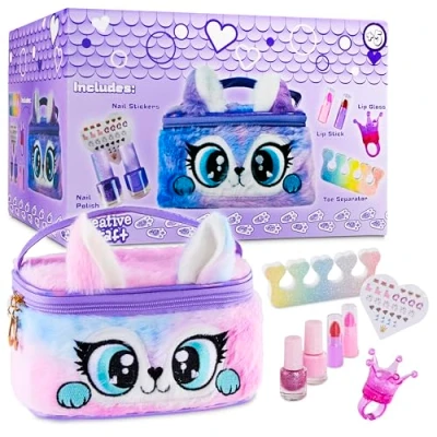 Afbeelding van make up voor kinderen, en nagellak, meisjes, niet giftig, pluche opbergtas, kinderlak in water (paars)